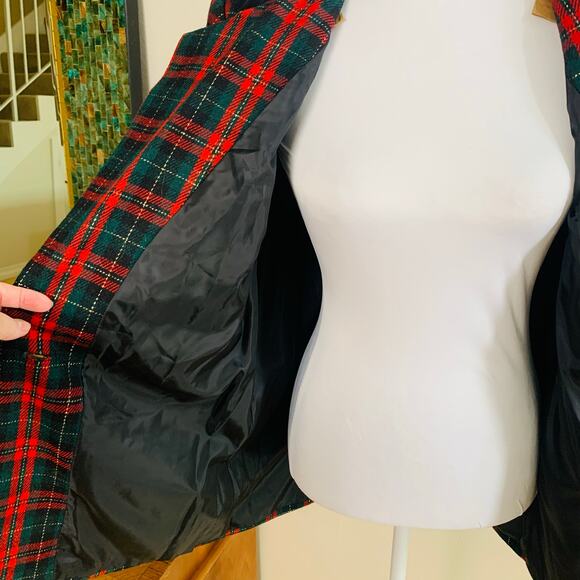 Vintage Sag Harbor Size 12 Velvet Collar Plaid Blazer Jacket Christmas Holiday - Picture 4 of 6